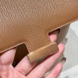Hermes Constance 19 CM Bag Handmade In Chèvre Calfskin Leather Rose Gold Hardware 2J Quebracho - Image 5