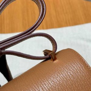 Hermes Constance 19 CM Bag Handmade In Chèvre Calfskin Leather Rose Gold Hardware 2J Quebracho - Image 4