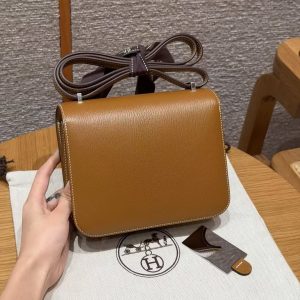 Alternative view of Hermes Constance 19 CM Bag Handmade In Chèvre Calfskin Leather Silver Hardware 37 Gold