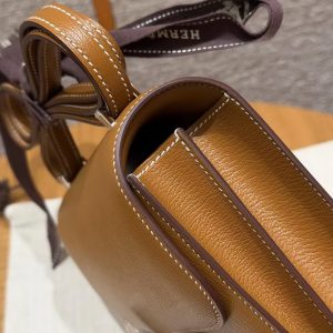 Hermes Constance 19 CM Bag Handmade In Chèvre Calfskin Leather Silver Hardware 37 Gold - Image 10