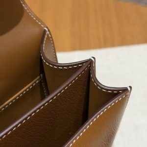 Hermes Constance 19 CM Bag Handmade In Chèvre Calfskin Leather Silver Hardware 37 Gold - Image 4