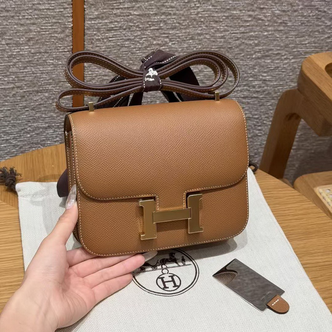 Hermes Constance 19 CM Bag Handmade In Epsom Calfskin Leather Gold Hardware 37 Gold