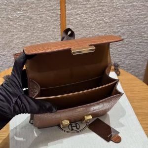 Hermes Constance 19 CM Bag Handmade In Matte Alligator Leather from Mississippi Gold Hardware 37 Gold - Image 13