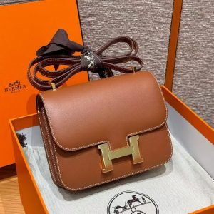 Hermes Constance 19 CM Bag Handmade In Swift Calfskin Leather Gold Hardware 37 Gold - Image 10