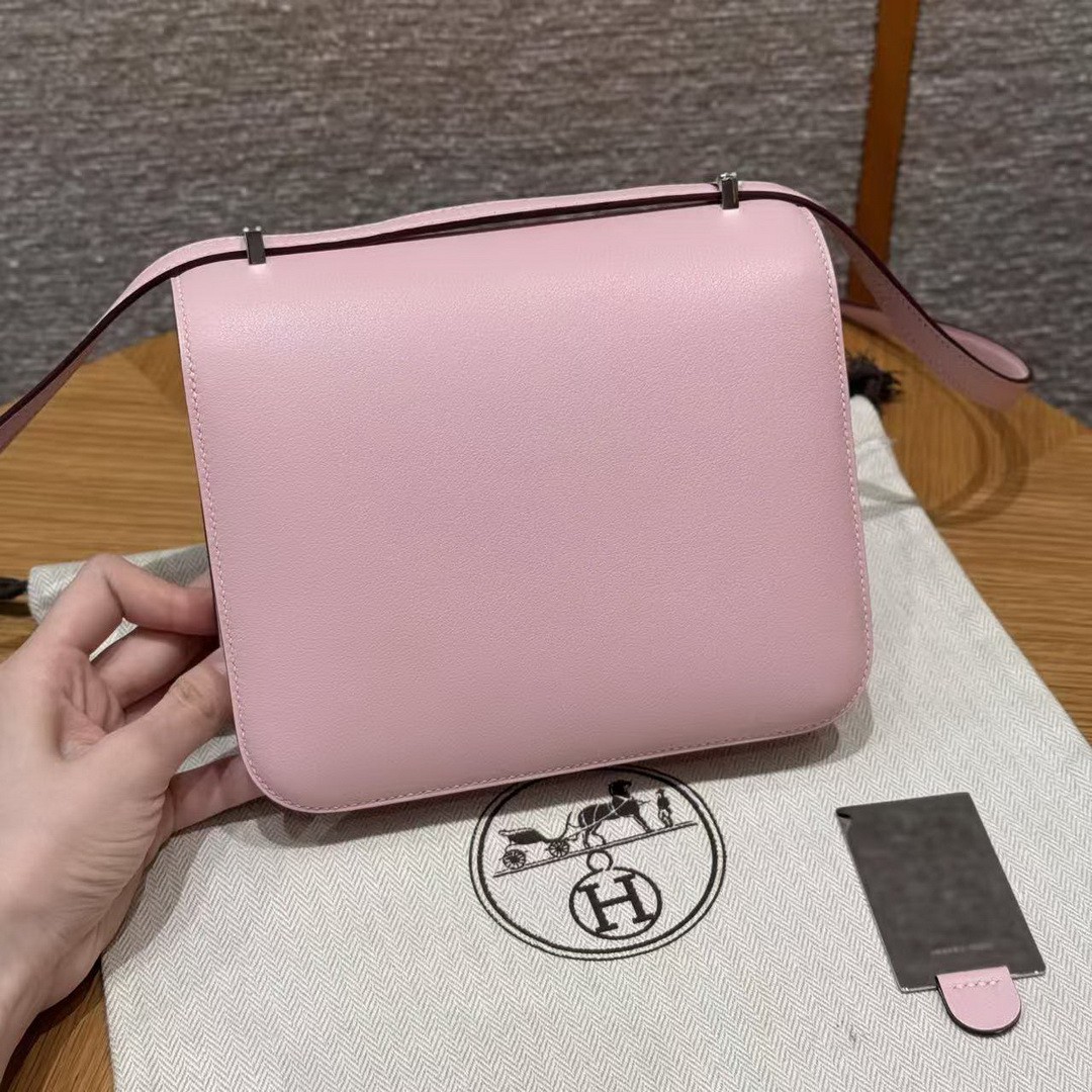 Hermes Constance 19 CM Bag Handmade In Swift Calfskin Leather Silver Hardware 3Q Rose Sakura 5P Pink - Image 2
