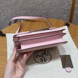 Hermes Constance 19 CM Bag Handmade In Swift Calfskin Leather Silver Hardware 3Q Rose Sakura 5P Pink - Image 17