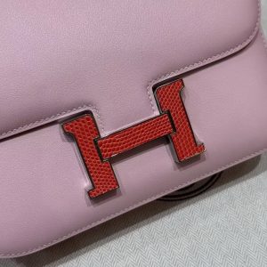 Hermes Constance 19 CM Bag Handmade In Swift Calfskin Leather Silver Hardware 3Q Rose Sakura 5P Pink - Image 16