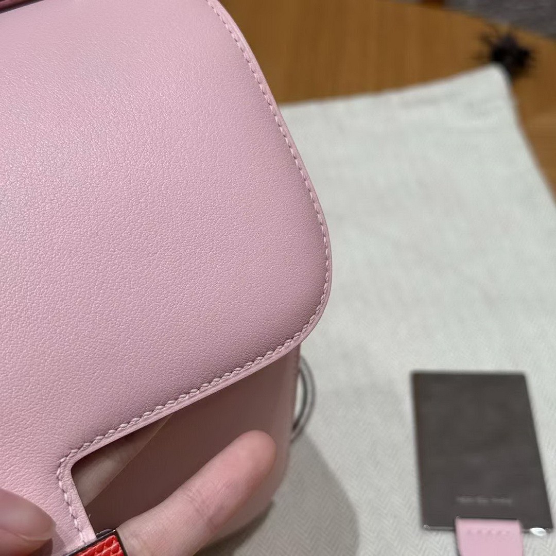 Hermes Constance 19 CM Bag Handmade In Swift Calfskin Leather Silver Hardware 3Q Rose Sakura 5P Pink - Image 14