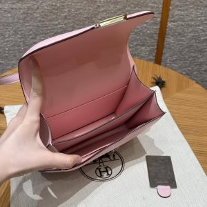 Hermes Constance 19 CM Bag Handmade In Swift Calfskin Leather Silver Hardware 3Q Rose Sakura 5P Pink - Image 11