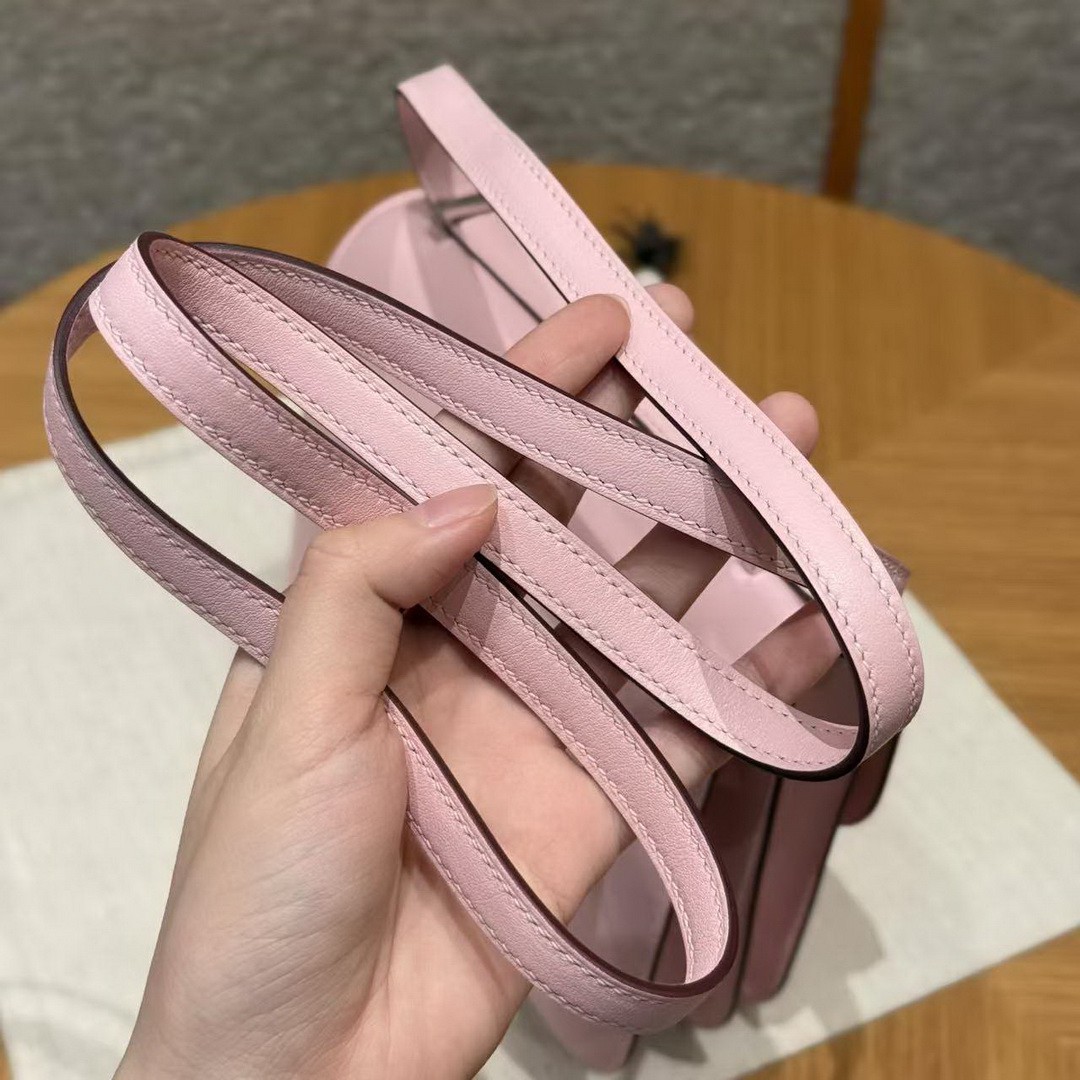 Hermes Constance 19 CM Bag Handmade In Swift Calfskin Leather Silver Hardware 3Q Rose Sakura 5P Pink - Image 8