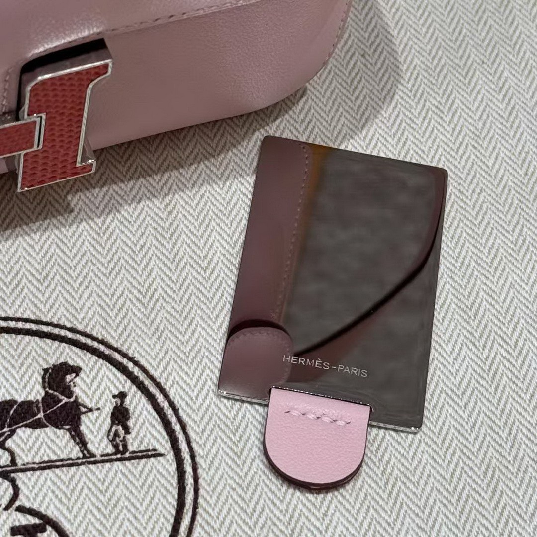 Hermes Constance 19 CM Bag Handmade In Swift Calfskin Leather Silver Hardware 3Q Rose Sakura 5P Pink - Image 7