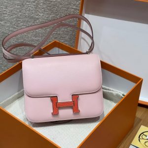 Hermes Constance 19 CM Bag Handmade In Swift Calfskin Leather Silver Hardware 3Q Rose Sakura 5P Pink - Image 4