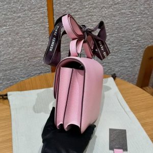 Hermes Constance 19 CM Bag Handmade In Chèvre Calfskin Leather Silver Hardware 3Q Rose Sakura - Image 18
