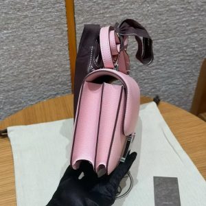 Hermes Constance 19 CM Bag Handmade In Chèvre Calfskin Leather Silver Hardware 3Q Rose Sakura - Image 17
