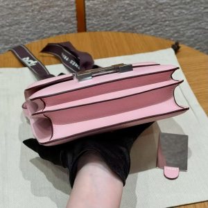 Hermes Constance 19 CM Bag Handmade In Chèvre Calfskin Leather Silver Hardware 3Q Rose Sakura - Image 16