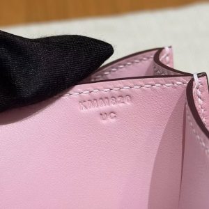 Hermes Constance 19 CM Bag Handmade In Chèvre Calfskin Leather Silver Hardware 3Q Rose Sakura - Image 13