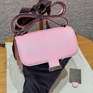 Hermes Constance 19 CM Bag Handmade In Chèvre Calfskin Leather Silver Hardware 3Q Rose Sakura - Image 11