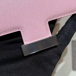 Hermes Constance 19 CM Bag Handmade In Chèvre Calfskin Leather Silver Hardware 3Q Rose Sakura - Image 10