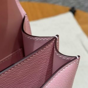 Hermes Constance 19 CM Bag Handmade In Chèvre Calfskin Leather Silver Hardware 3Q Rose Sakura - Image 9