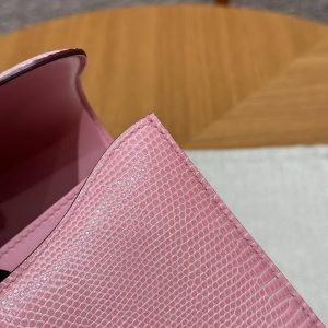 Hermes Constance 19 CM Bag Handmade In Lizard Leather from South Africa Silver Hardware 3Q Rose Sakura - Image 27