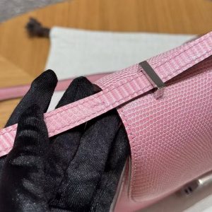 Hermes Constance 19 CM Bag Handmade In Lizard Leather from South Africa Silver Hardware 3Q Rose Sakura - Image 23