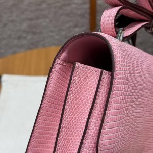Hermes Constance 19 CM Bag Handmade In Lizard Leather from South Africa Silver Hardware 3Q Rose Sakura - Image 19