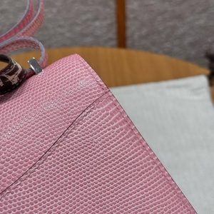 Hermes Constance 19 CM Bag Handmade In Lizard Leather from South Africa Silver Hardware 3Q Rose Sakura - Image 18