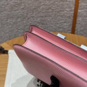 Hermes Constance 19 CM Bag Handmade In Lizard Leather from South Africa Silver Hardware 3Q Rose Sakura - Image 15