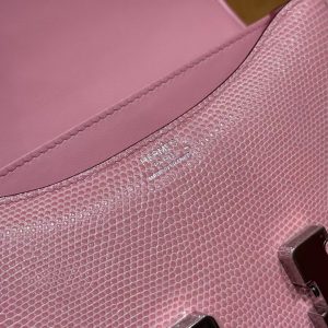Hermes Constance 19 CM Bag Handmade In Lizard Leather from South Africa Silver Hardware 3Q Rose Sakura - Image 7