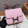 Hermes Constance 19 CM Bag Handmade In Swift Calfskin Leather Silver Hardware 3Q Rose Sakura