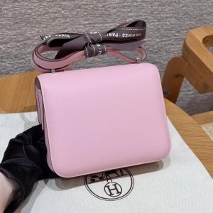 Hermes Constance 19 CM Bag Handmade In Swift Calfskin Leather Silver Hardware 3Q Rose Sakura - Image 2
