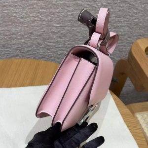 Hermes Constance 19 CM Bag Handmade In Swift Calfskin Leather Silver Hardware 3Q Rose Sakura - Image 17