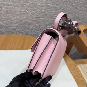 Hermes Constance 19 CM Bag Handmade In Swift Calfskin Leather Silver Hardware 3Q Rose Sakura - Image 16