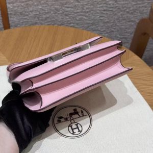 Hermes Constance 19 CM Bag Handmade In Swift Calfskin Leather Silver Hardware 3Q Rose Sakura - Image 15