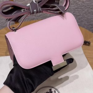 Hermes Constance 19 CM Bag Handmade In Swift Calfskin Leather Silver Hardware 3Q Rose Sakura - Image 14
