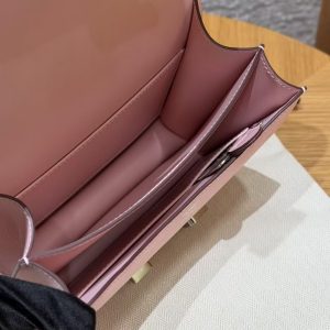 Hermes Constance 19 CM Bag Handmade In Swift Calfskin Leather Silver Hardware 3Q Rose Sakura - Image 12