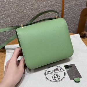 Hermes Constance 19 CM Bag Handmade In Epsom Calfskin Leather Gold Hardware 3i Vert Criquent - Image 2