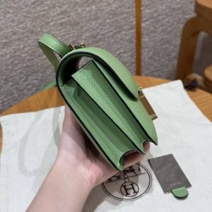Hermes Constance 19 CM Bag Handmade In Epsom Calfskin Leather Gold Hardware 3i Vert Criquent - Image 19