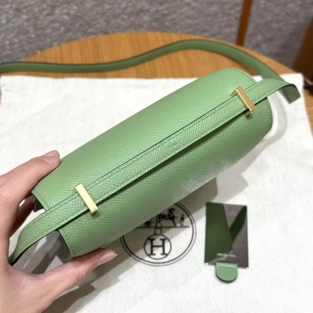 Hermes Constance 19 CM Bag Handmade In Epsom Calfskin Leather Gold Hardware 3i Vert Criquent - Image 13
