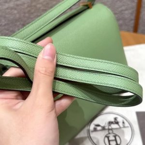 Hermes Constance 19 CM Bag Handmade In Epsom Calfskin Leather Gold Hardware 3i Vert Criquent - Image 12