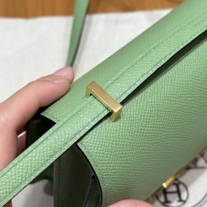 Hermes Constance 19 CM Bag Handmade In Epsom Calfskin Leather Gold Hardware 3i Vert Criquent - Image 11