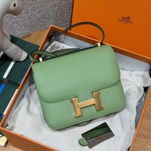 Hermes Constance 19 CM Bag Handmade In Epsom Calfskin Leather Gold Hardware 3i Vert Criquent - Image 5