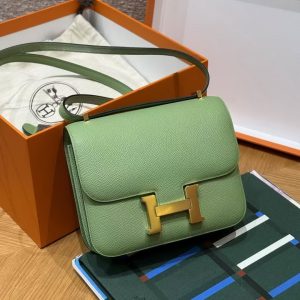 Hermes Constance 19 CM Bag Handmade In Epsom Calfskin Leather Gold Hardware 3i Vert Criquent - Image 4