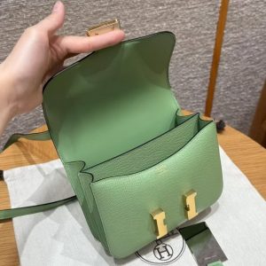 Hermes Constance 19 CM Bag Handmade In Epsom Calfskin Leather Gold Hardware 3i Vert Criquent - Image 3