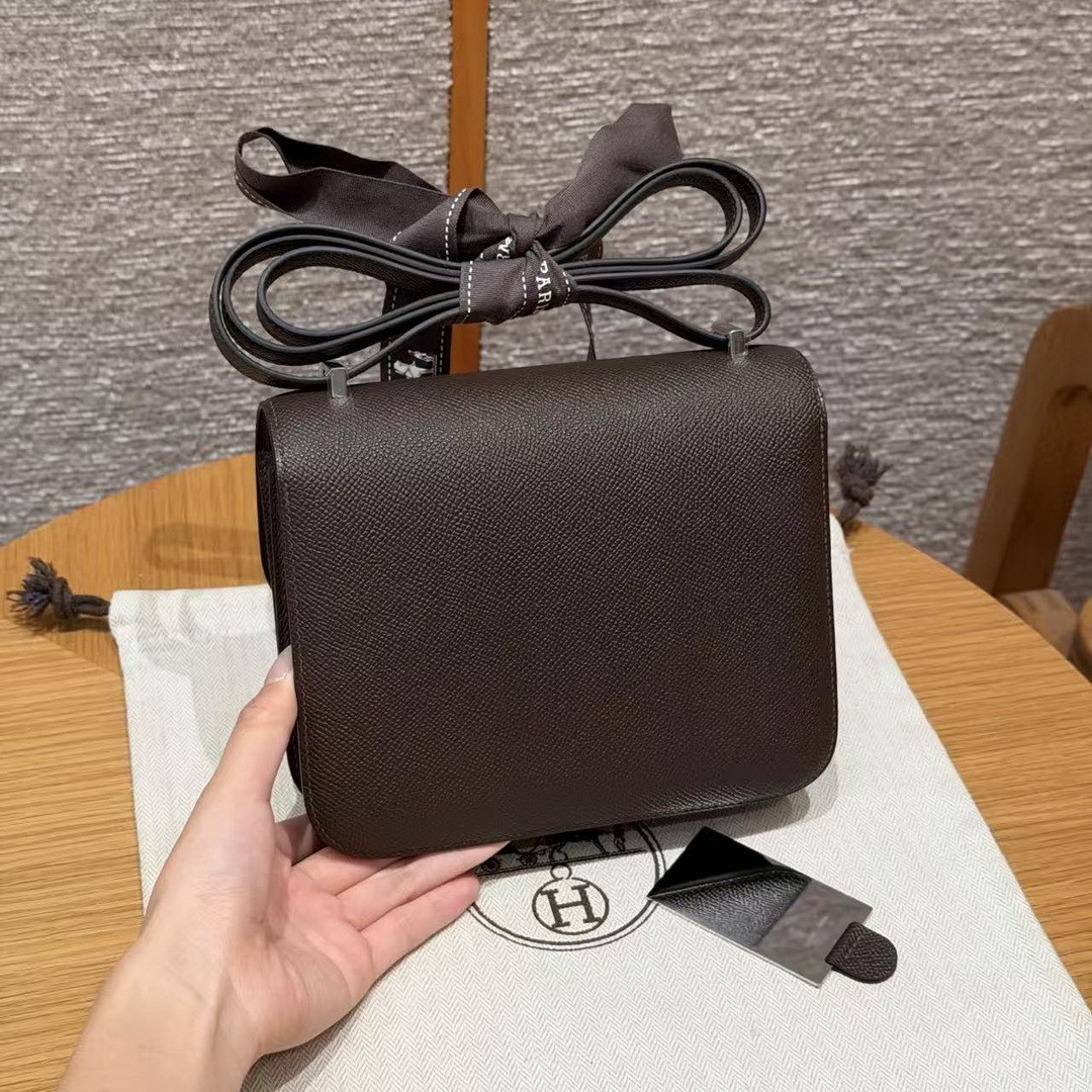 Hermes Constance 19 CM Bag Handmade In Epsom Calfskin Leather Etoupe Enamel Fittings Hardware 4C Ecorce - Image 2