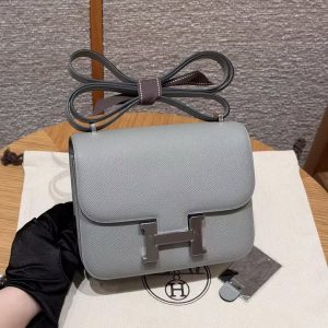 Hermes Constance 19 CM Bag Handmade In Epsom Calfskin Leather Silver Hardware 4Z Gris Mouette