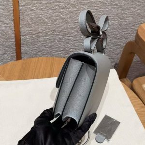 Hermes Constance 19 CM Bag Handmade In Epsom Calfskin Leather Silver Hardware 4Z Gris Mouette - Image 18