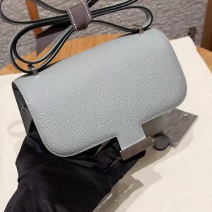Hermes Constance 19 CM Bag Handmade In Epsom Calfskin Leather Silver Hardware 4Z Gris Mouette - Image 16