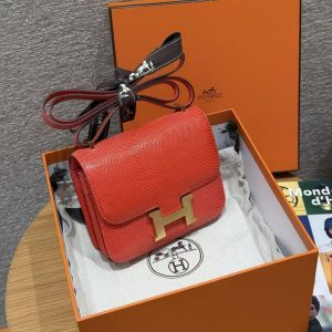 Hermes Constance 19 CM Bag Handmade In Lizard Leather from South Africa Gold Hardware 51 Rouge Exotique - Image 2