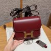 Hermes Constance 19 CM Bag Handmade In Box Calfskin Leather Gold Hardware 55 Rouge H